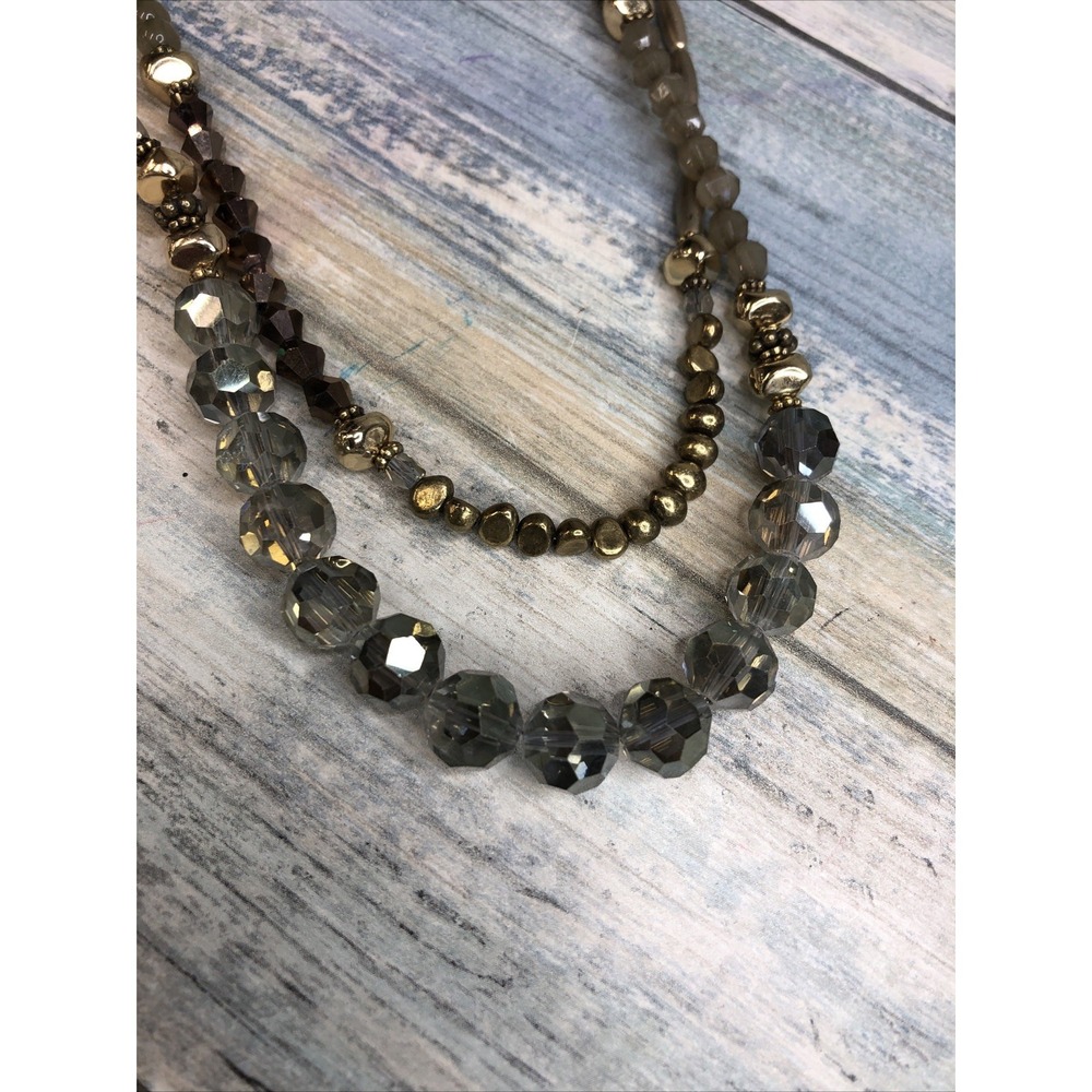Chicos Double Strand‎ Gold Tone Beads 36" Necklace